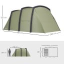 Felfújható családi alagútsátor 3-6 fő részére 440 x 280 x 195 cm 210T poliészter anyag és PE zöld kempingezéshez pumpával 2
