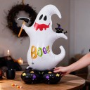 Felfújható szellem Boo felirattal Álló léggömb Halloweeni dekoráció 82 x 120 cm Fehér fekete talppal Halloween parti díszítés 2