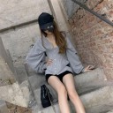 Felpa aderente da donna grigia 4