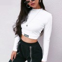 Felpa corta bianca da donna A18 5