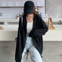 Felpa da donna con cappuccio e zip Taglio ampio con spalle scese Corda regolabile Due tasche anteriori Polsini e orlo a costine Cotone 5