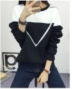 Felpa da donna con grande triangolo contrastante sul davanti Design a blocchi bicolore Collo rotondo Maniche lunghe Poliestere 3