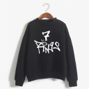 Felpa da donna senza cappuccio con stampa Graffiti scritta con il numero 7 Scollo rotondo Spalle cadenti Polsini e orlo a costine 3