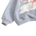 Felpa da ragazza con coniglio 3D in peluche con fiocco e scollo rotondo 3