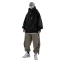 Felpa da uomo con cappuccio e colletto a dolcevita Felpa monocolore con simbolo e tasche in cotone, poliestere e spandex Moda streetwear moderna e confortevole 3