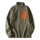 Felpa da uomo in fleece con mezza zip e colletto alto con tasca sul petto con zip e motivo strutturato 7