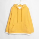 Felpa donna oversize con cappuccio e tasca a marsupio Aspetto stratificato con orlo bianco Spalle scese Spacchi laterali Poliestere 10