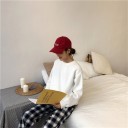 Felpa donna oversize senza cappuccio con scollo rotondo Spalle scese Maniche lunghe con polsini a costine Cotone e poliestere 2