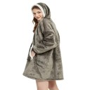 Felpa invernale da donna con cappuccio Coperta extra calda con maniche lunghe in flanella e tasche Comodo capo casual in morbido poliestere 13
