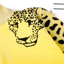 Felpa lunga da donna con motivo leopardato sulle maniche Stampa della testa di un leopardo sulle spalle Collo alto Polsini a costine 10