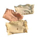 Felpa per bambini con cuore sul petto Cotone e poliestere Maniche lunghe con arricciature sulle spalle Top monocolore con scollatura a O Per ragazze Primavera e autunno 8