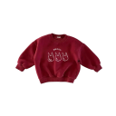 Felpa per bambini con motivo di cane sul petto Cotone e poliestere Maglione monocolore con maniche lunghe Collo rotondo Abbigliamento primaverile e autunnale per ragazzi e ragazze 3