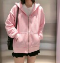 Felpa rosa da donna con zip e cappuccio Vestibilità oversize ampia con spalle scese Materiale in cotone Due tasche frontali Polsini e orlo a costine 2