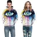 Felpa unisex con cappuccio e stampa 3D di un occhio umano Sfondo bianco con pittura colorata che cola Tasca a marsupio Poliestere con spandex 5