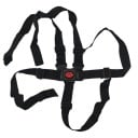 Fem-punkts sikkerhedsstropper til barn i høj stol Justerbare sorte stropper af nylon Central spænde med knap Størrelse på stropperne 45 x 2,5 cm 1