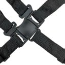 Fem-punkts sikkerhedsstropper til barn i høj stol Justerbare sorte stropper af nylon Central spænde med knap Størrelse på stropperne 45 x 2,5 cm 3