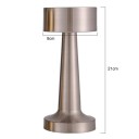 Fém újratölthető érintőlámpa 21 x 9 cm LED asztali lámpa USB-C 5V 3W 3 fény szín dekoratív lámpa étterembe bárba 3