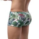 Férfi fürdőnadrág Poliészter Spandex Fehér Zöld levélmintás Kötőzsinórral Nyári strandhoz medencéhez Tenger Sportos 2