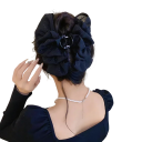 Fermaglio per capelli da donna 13,1 cm Fiocco voluminoso in tessuto Larghezza della clip 4,5 cm Elegante fermaglio per chignon e acconciature eleganti 4