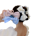 Fermaglio per capelli da donna Fiocco 11 cm Fermaglio monocolore con nastro in tessuto 13,5 cm Elegante accessorio moda per una tenuta sicura dei capelli 4