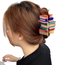 Fermaglio per capelli Libri Taglia universale Fermaglio in plastica a forma di pila di libri Clip da donna resistente per chignon e raccolto 6