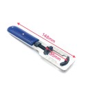 Ferramenta para extrair pinos de elos de relógios 14,8 cm com abertura de mandíbulas ajustável até 35 mm Estrutura metálica resistente Cabo azul 3