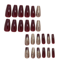Festlicher Set mit 24 Stück künstlichen Nägeln in Coffin-Form mittlere Länge Glitzernde Acryl-Tipps für auffällige Maniküre 2