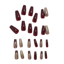 Festligt sæt 24 stk kunstige negle Coffin form Mellem længde Glitrende akryl tips til hænder for en markant manicure 3