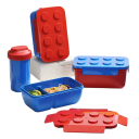 Fiambrera de 1050 ml con diseño de bloques de construcción, caja bento con taza, tres compartimentos, con cerradura, portátil, apta 7