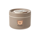 Fiambrera térmica de 600 ml, 11,5 x 9 cm, de acero inoxidable con tapa, diseño de osito de peluche, a prueba de fugas, apta para microondas 1