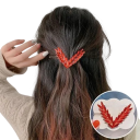 Fibbia decorativa da donna per capelli 8 × 5,5 cm a forma di V con pietre di cristallo in lega gioiello per capelli 16