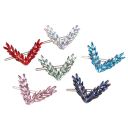 Fibbia decorativa da donna per capelli 8 × 5,5 cm a forma di V con pietre di cristallo in lega gioiello per capelli 1