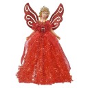 Figura natalizia di un angelo 13 x 22 cm Abiti scintillanti con perline e pietra decorativa Ali decorate Decorazione in plastica 2