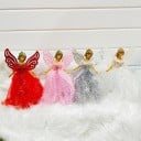 Figurina de Crăciun a îngerului 13 x 22 cm Rochii strălucitoare cu mărgele și piatră decorativă Aripi decorate Decorațiune din plastic 5