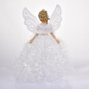 Figurinha de Natal de anjo 13 x 22 cm Vestidos brilhantes com contas e pedra decorativa Asas decoradas Decoração em plástico para colocar 7
