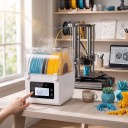 Filamenttrockner 24,6 x 17,5 x 24,2 cm mit verbessertem Ventilator und Spulenhalter für Filamente 1,75 und 2,85 mm weißer Trockenbox für 3D-Drucker 2