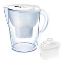 Filtračná kanvica na vodu s objemom 3,5 l a rozmermi 26 x 13,5 x 26 cm so 4 stupňami filtrácie, aktívnym uhlím, živicou, ukazovateľom životnosti 2