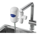 Filtre à eau pour robinet avec double sortie 10×11,5 cm ABS avec charbon actif de coques de noix de coco blanc pour usage en cuisine 2