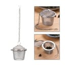 Filtre à thé en acier inoxydable pour thé en vrac et épices Panier en maille avec couvercle rabattable Chaîne avec crochet pour suspension Dimensions 1