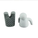 Filtro in silicone per tè sfuso a forma di personaggio Appeso con le manine al bordo della tazza Parte inferiore con fori Colore grigio Dimensioni 3