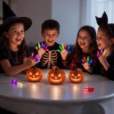 Finger Lights 40 pcs LED Glowing Rings with Halloween Motif Projections Mix of Neon Colours Glow in the Dark for Parties and for Children 4