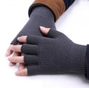 Fingerløse strikkede handsker unisex til kvinder og mænd Grå Frie fingertips Ribbet manchet Materiale akryl Universel størrelse 1