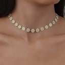 Finom női choker arany lánccal és margarétákkal, virágmintás dizájn az elegáns megjelenésért 2