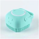 Firkantet massagebadebørste med et smil til hunde og katte 8x8,5x5,5 cm. Kæmbørste med shampoodispenser. Hårvaskebørste. Ergonomisk håndtag. 1