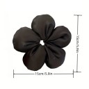 Fita de cabelo de cetim floral 1 unidade Goma de cabelo de cor sólida para rabo de cavalo e coque Acessório de moda elegante para penteados diários Poliéster 3