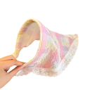 Fita de cabelo pastel com padrão de lenço Fita de cabelo feminina com estrutura de tecido plástica Borda de renda romântica Acessório de cabelo romântico 2