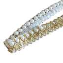 Fita de renda brilhante com pérolas 1 cm x 91 cm Fita têxtil decorativa em mistura de poliéster e algodão para costura, decoração de vestuário, decoração handmade 3