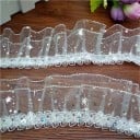 Fita de renda de organza plissada em três camadas 4,5 cm x 4,6 m Motivo céu noturno Fita decorativa para costura de decorações de casamento 2