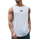 Fitness pánske tílko Polyesterový športový materiál Výstrih do O Jednofarebné prevedenie Potlač činky na hrudi Na posilňovanie 2
