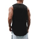 Fitness pánske tílko Polyesterový športový materiál Výstrih do O Jednofarebné prevedenie Potlač činky na hrudi Na posilňovanie 4